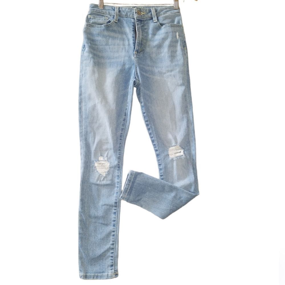 Arizona jean co size 5 pants denim blue jeans picket distressed bottom ladies